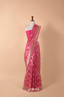 Handwoven Pink Silk Sari