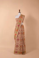 Handwoven Beige Silk Sari
