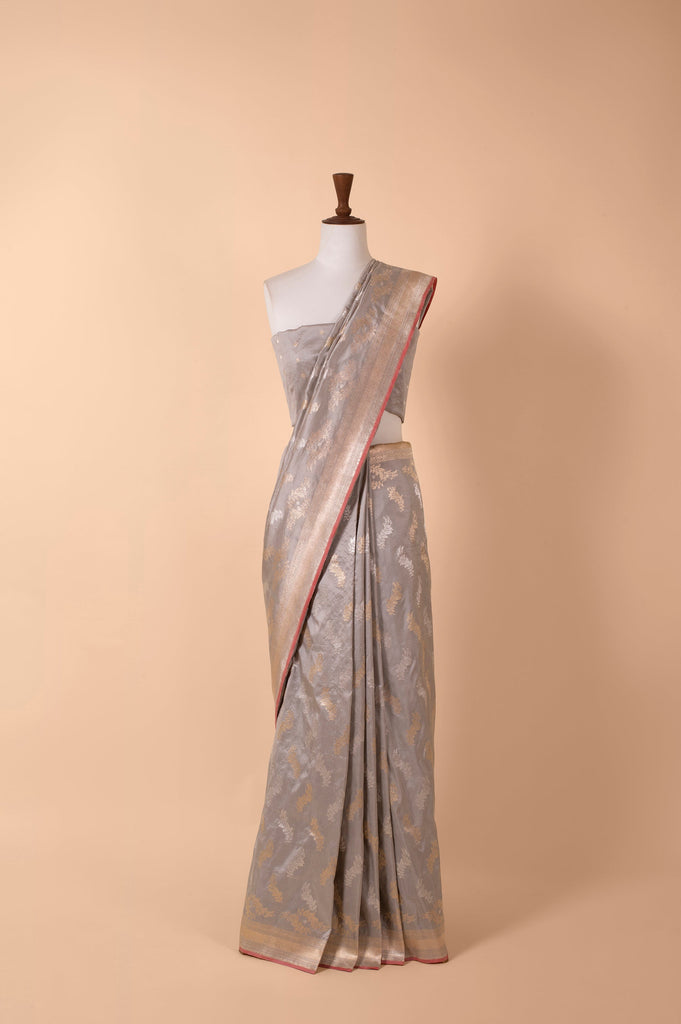 Handwoven Grey Silk Saree