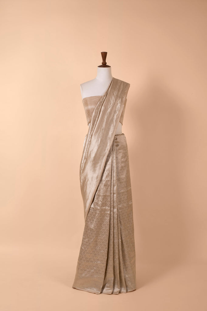 Handwoven Grey Silk Sari