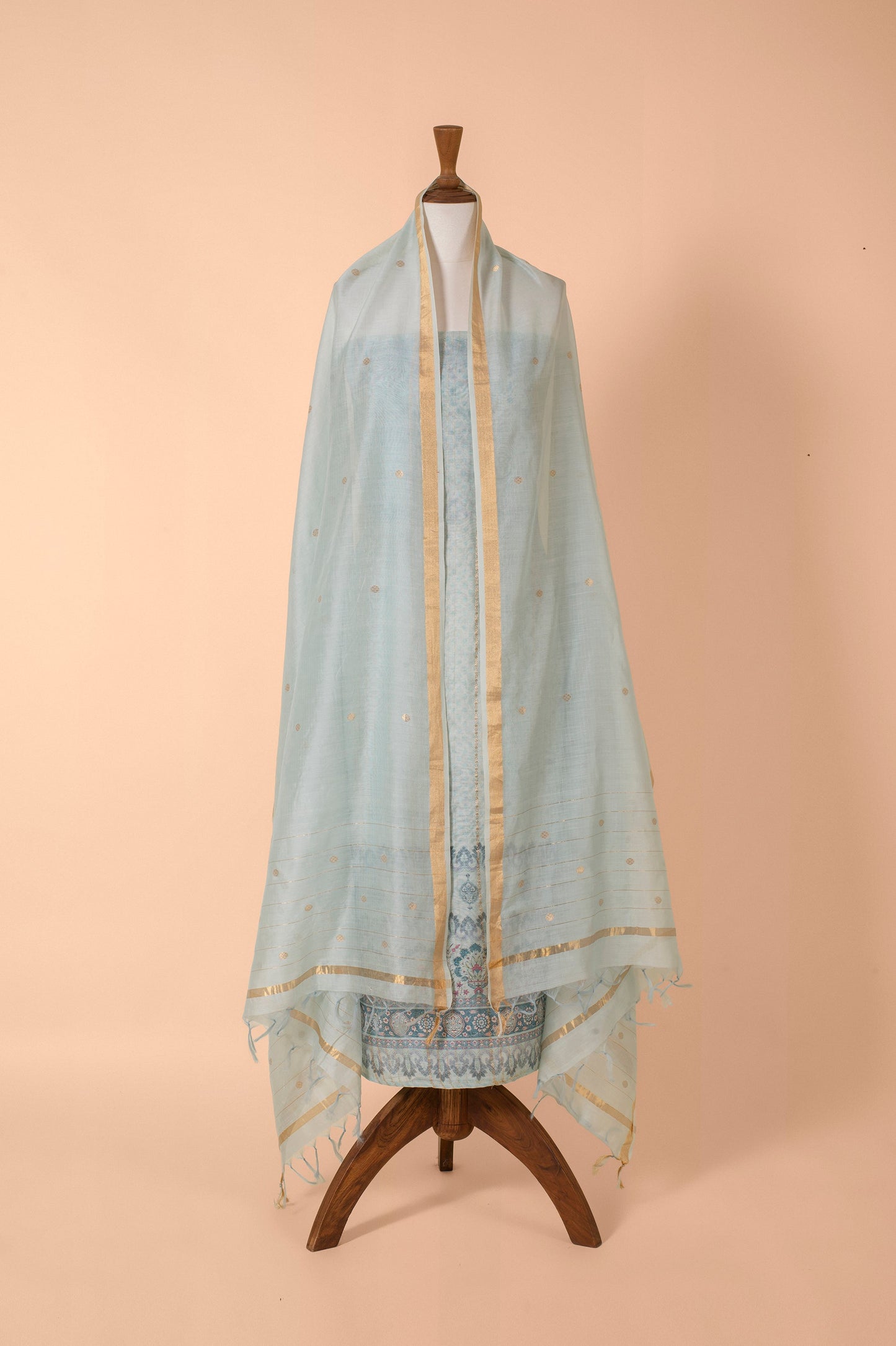 Handwoven Blue Chanderi Suit Piece