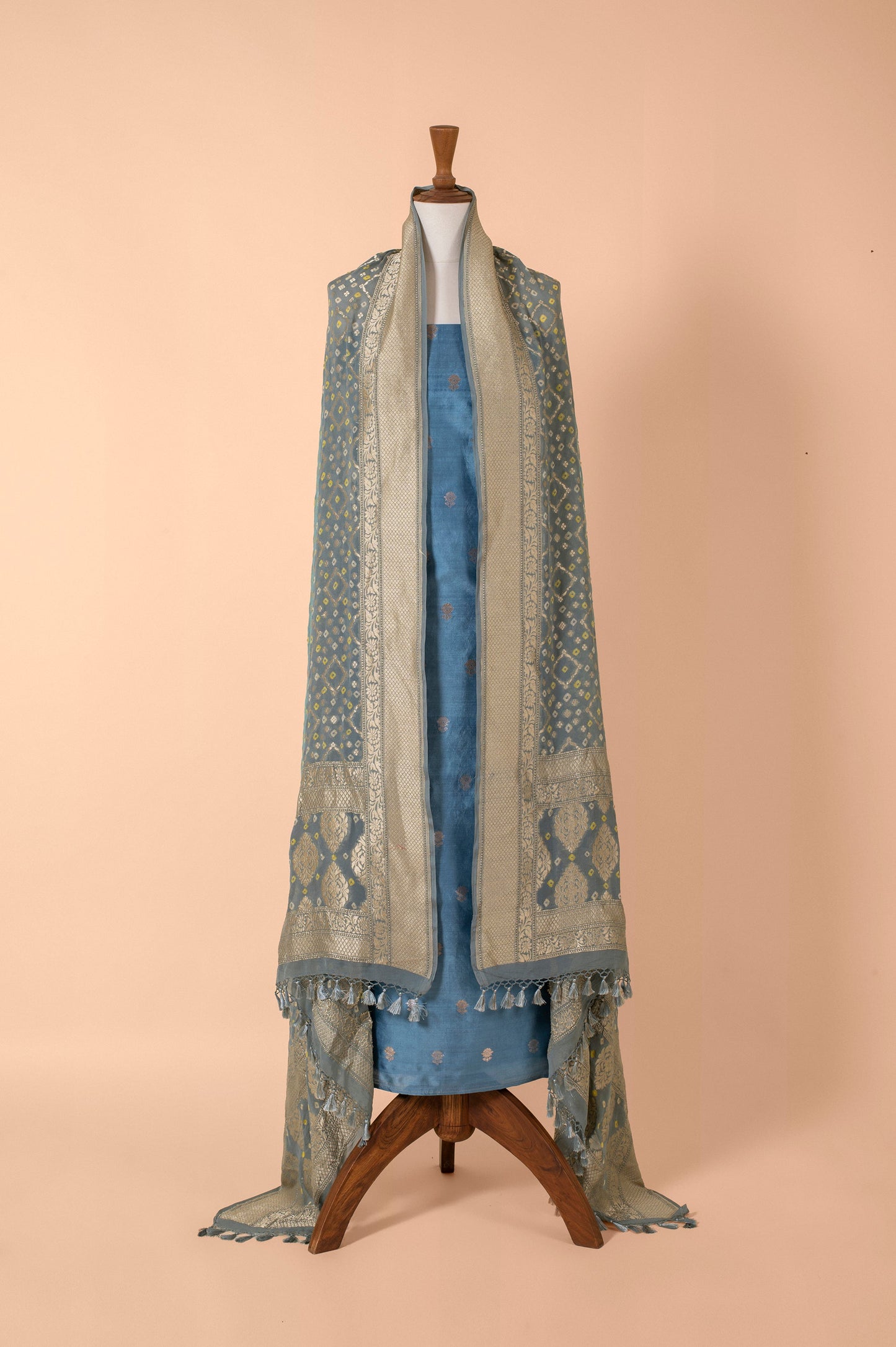 Handwoven Blue Silk Suit Piece