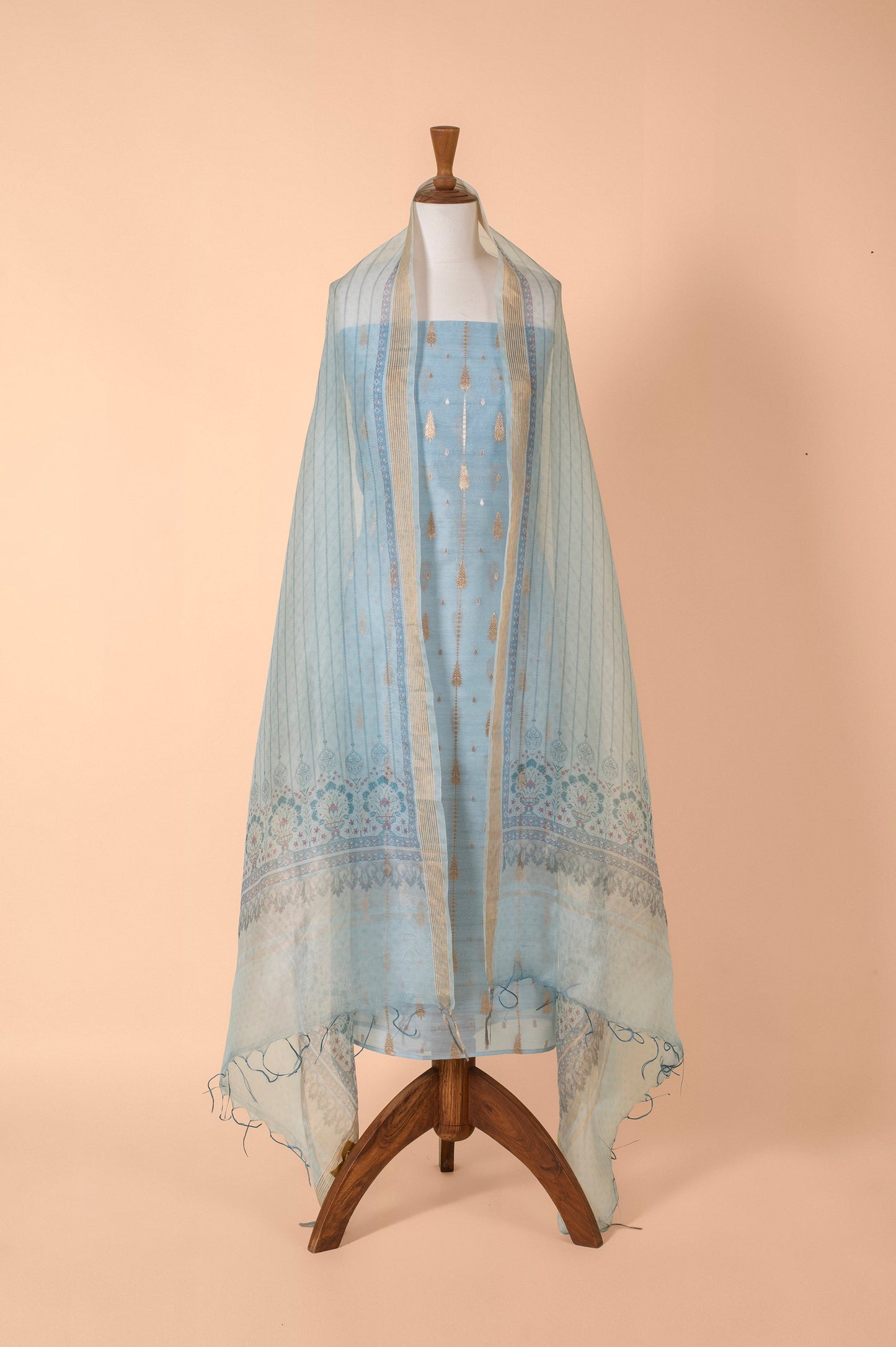 Handwoven Blue Chanderi Suit Piece