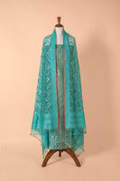 Handwoven Teal Banarasi Net Suit Piece