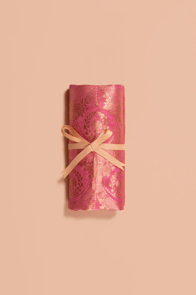 Handwoven Pink Silk Blouse Fabric