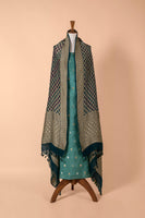 Handwoven Green and Blue Silk Suit Piece