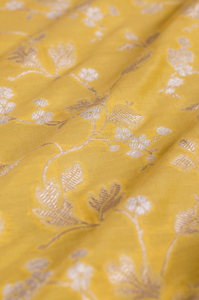 Handwoven Yellow Chanderi Cotton Blouse Fabric