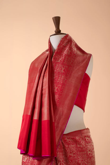 Handwoven Red Silk Saree