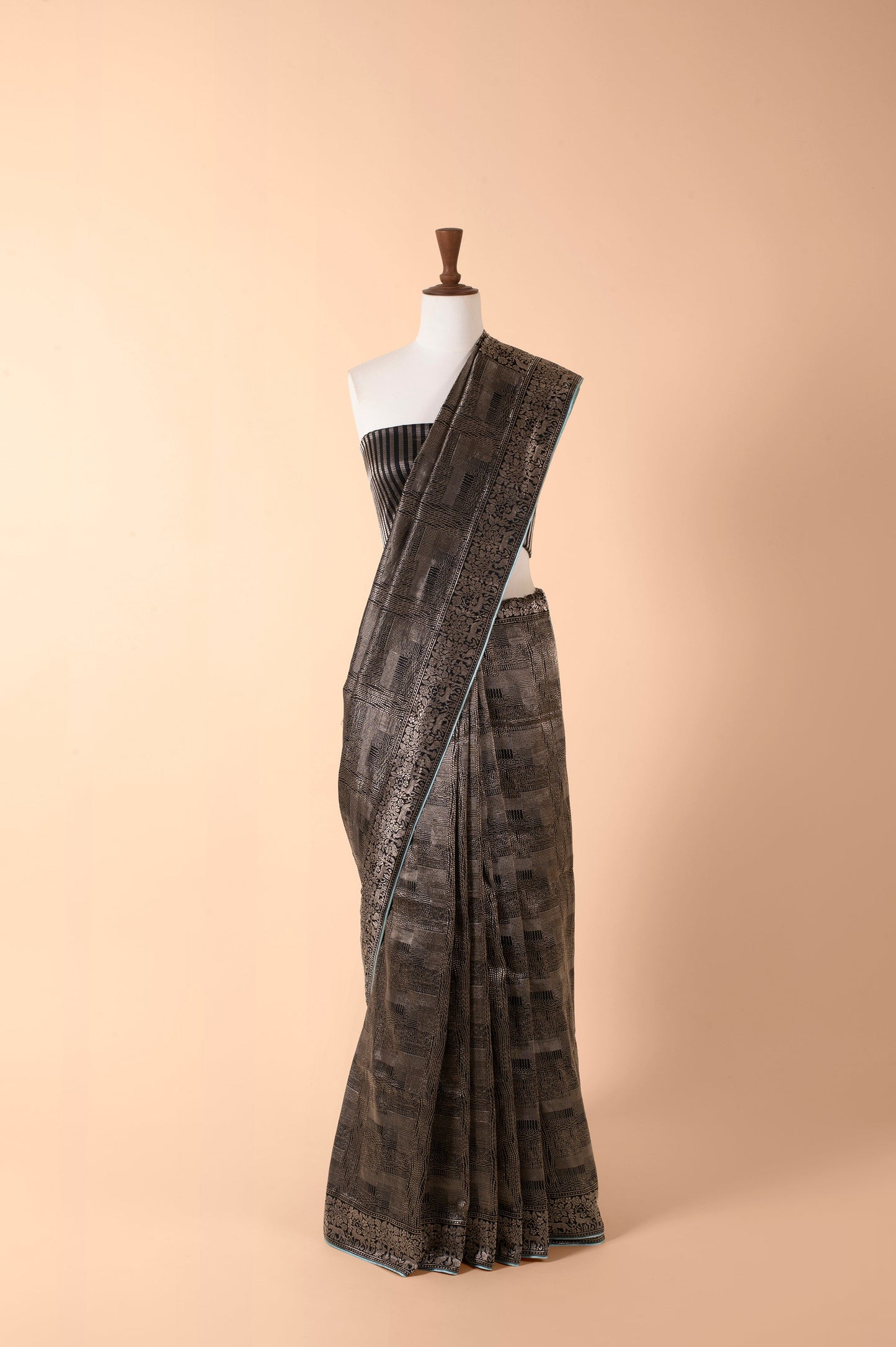 Handwoven Black Silk Sari