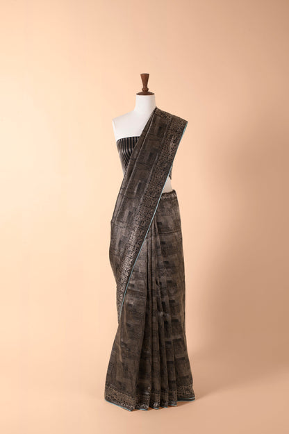 Handwoven Black Silk Sari