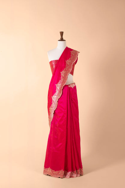 Handwoven Pink Silk Sari