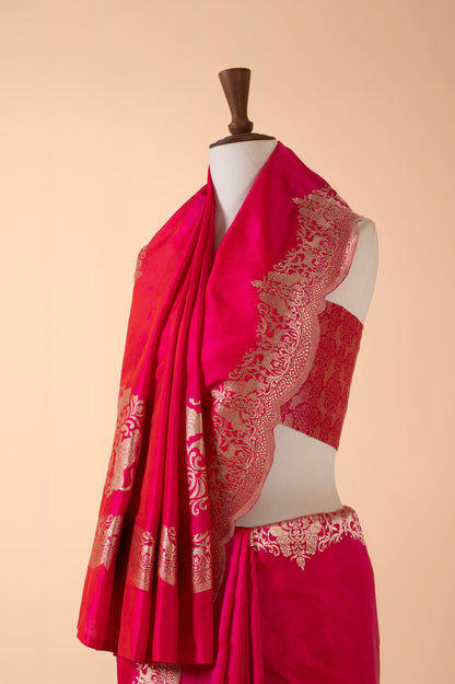 Handwoven Pink Silk Sari