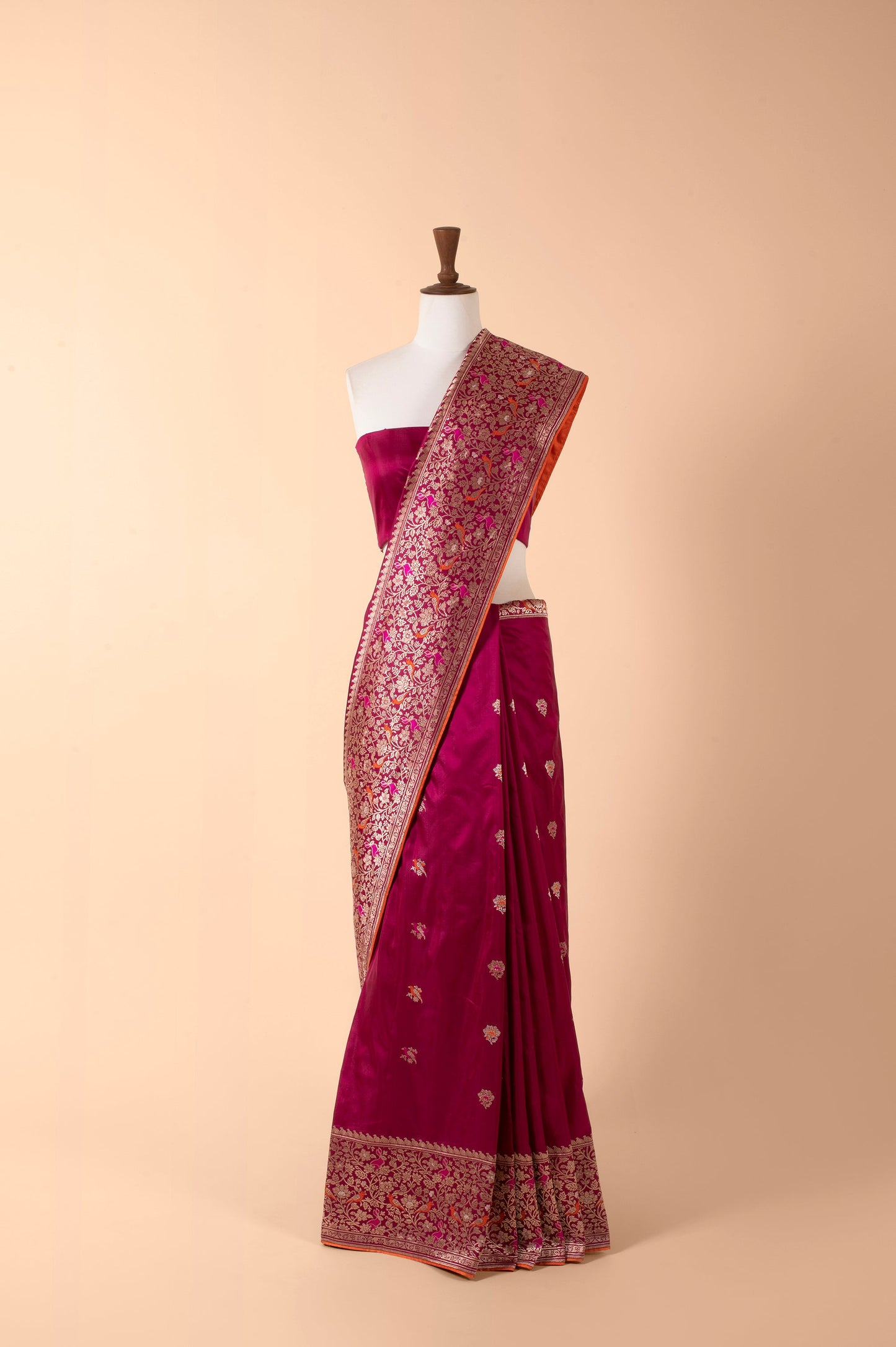 Handwoven Garnet Silk Saree