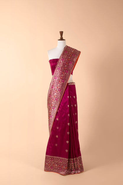 Handwoven Garnet Silk Saree