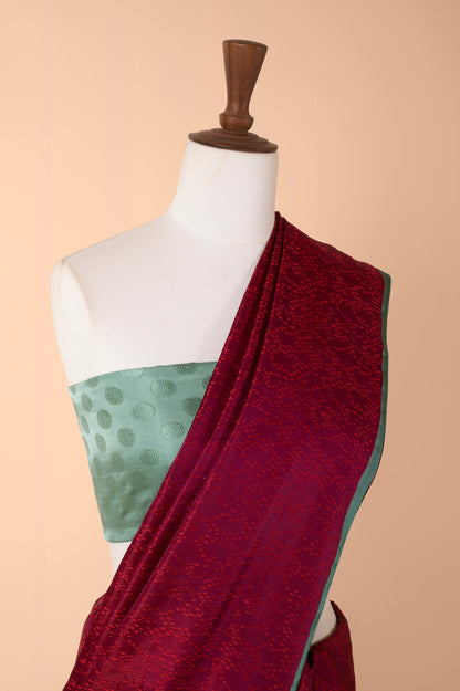 Handwoven Red Satin Silk Sari