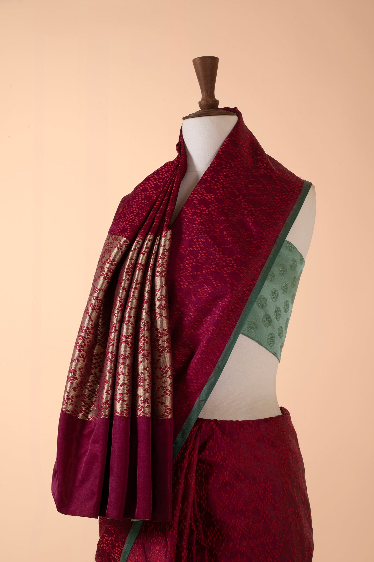 Handwoven Red Satin Silk Sari