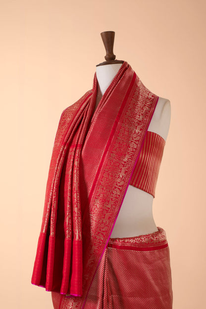 Handwoven Red Silk Sari