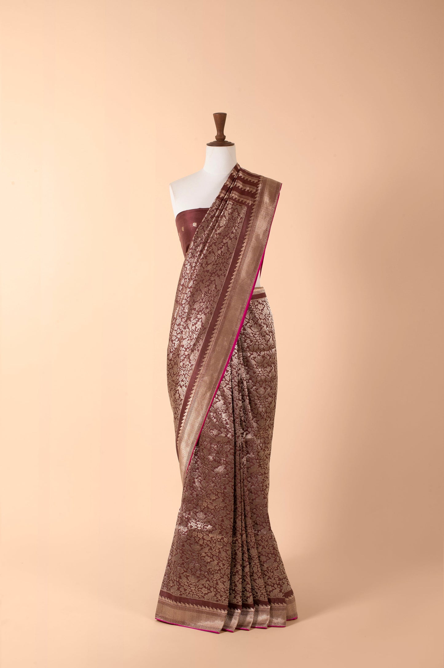 Handwoven Brown Silk Sari