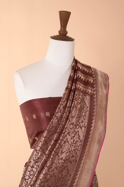 Handwoven Brown Silk Sari