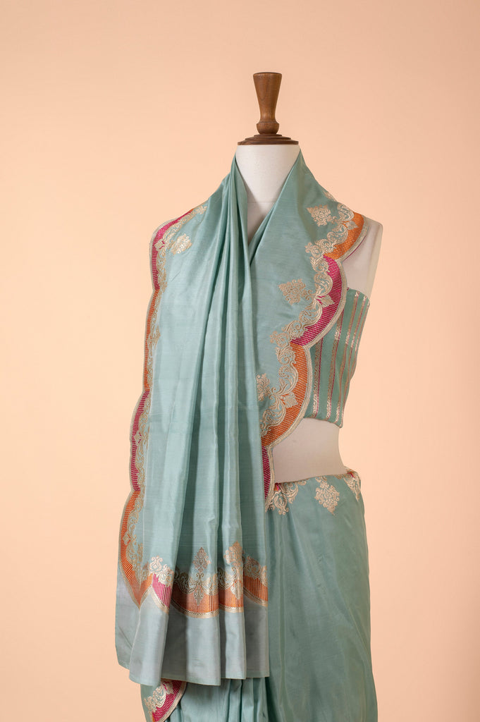 Handwoven Blue Silk Sari