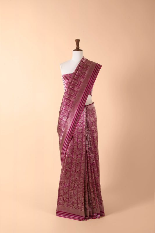 Handwoven Purple Silk Saree