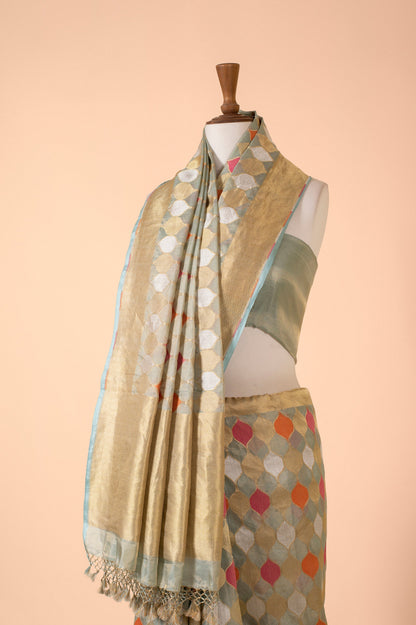 Handwoven Teal Tissue Sari