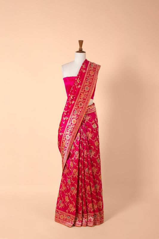 Handwoven Pink Silk Sari