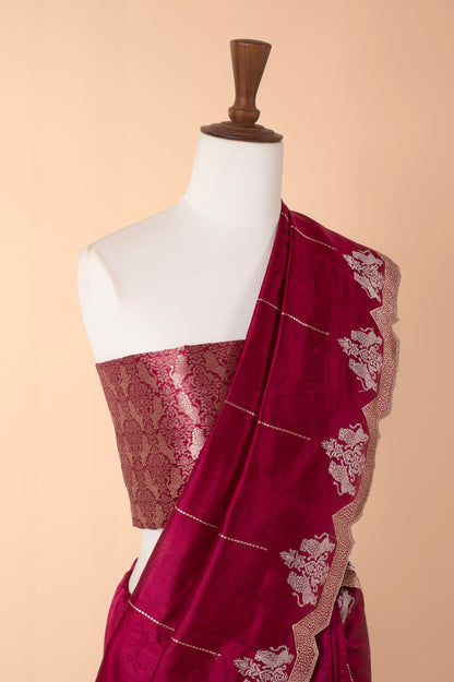 Handwoven Garnet Silk Sari