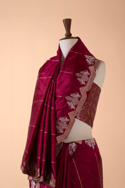 Handwoven Garnet Silk Sari