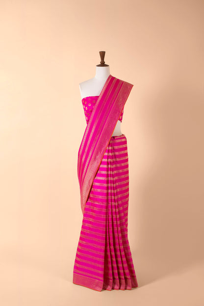 Handwoven Pink Silk Sari