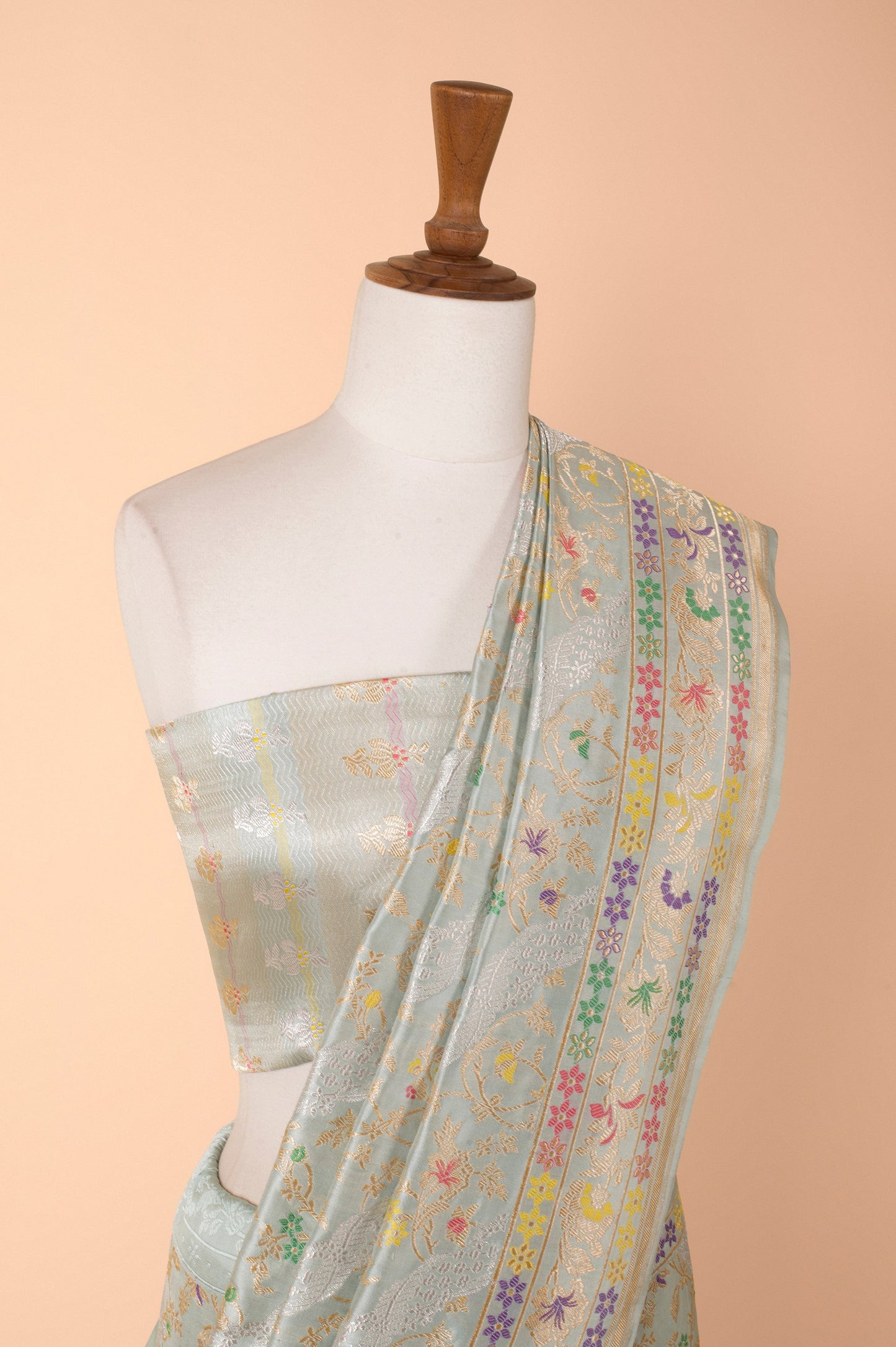 Handwoven Light Blue Silk Sari