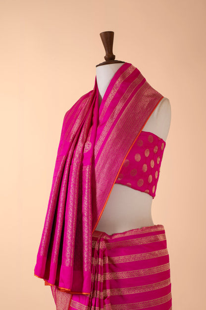 Handwoven Pink Silk Sari