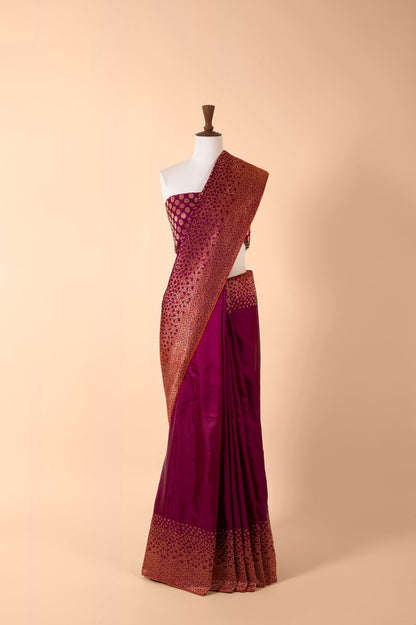 Handwoven Garnet Silk Sari