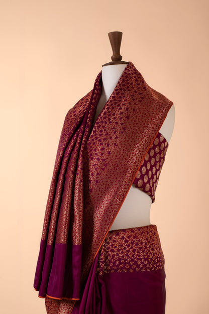 Handwoven Garnet Silk Sari