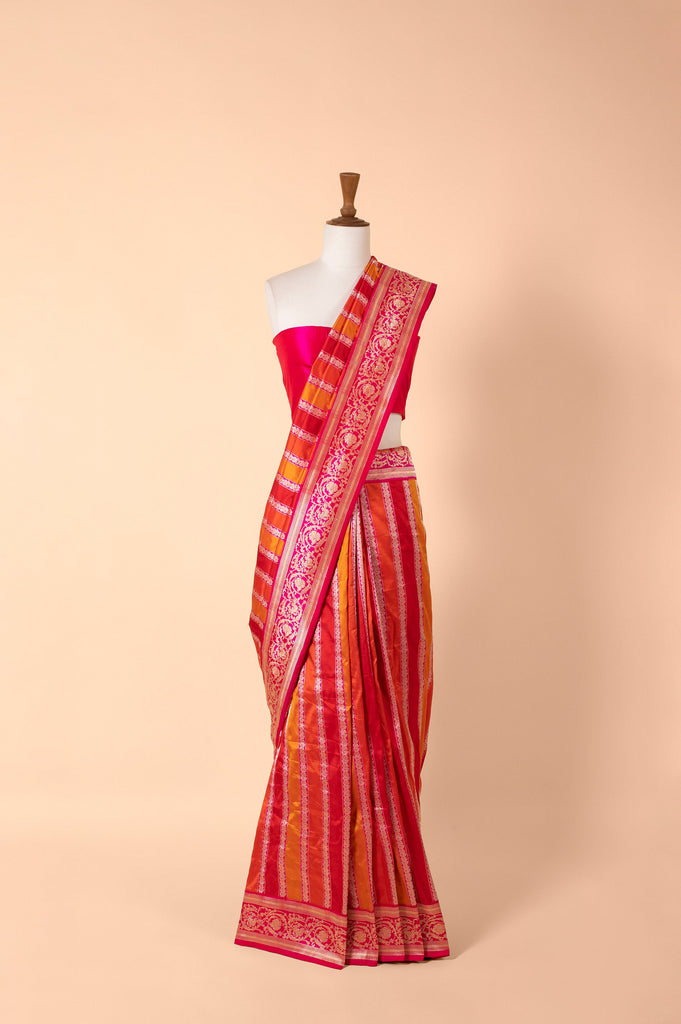 Handwoven Red Silk Sari