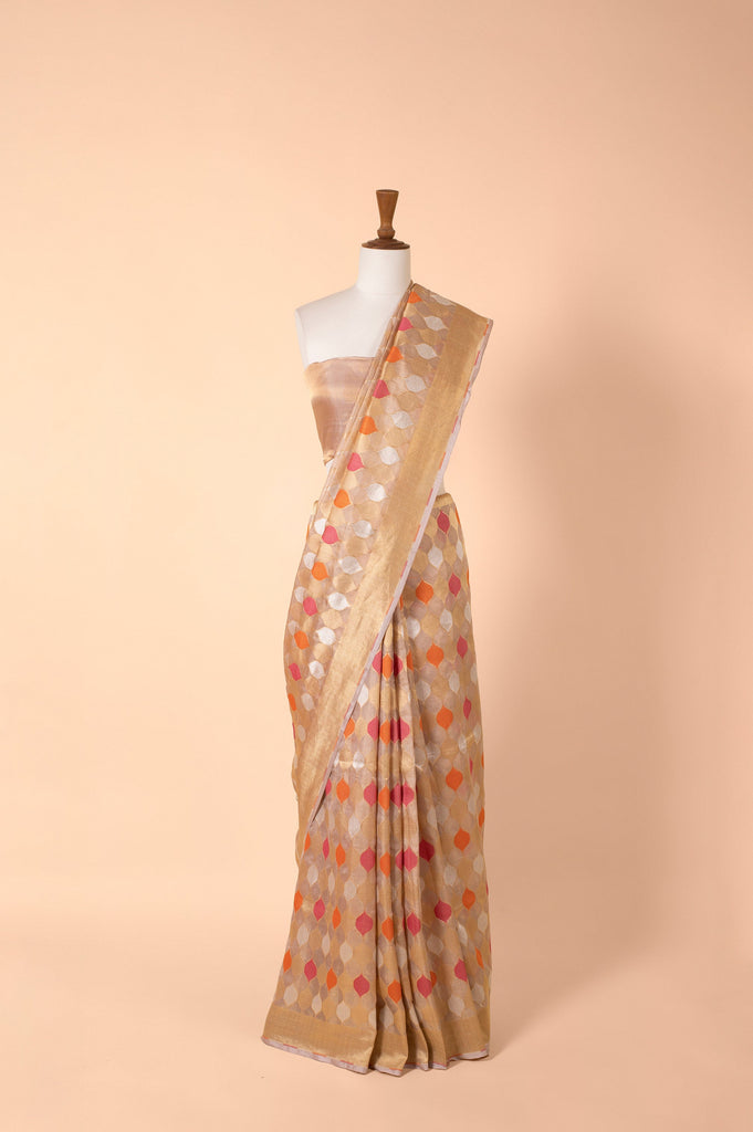 Handwoven Mauve Tissue Saree