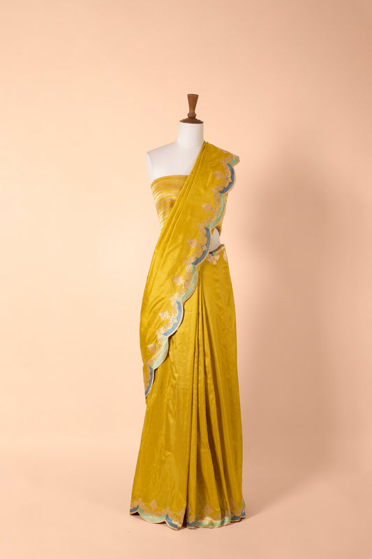 Handwoven Yellow Silk Sari