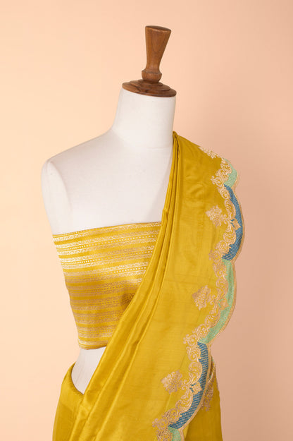 Handwoven Yellow Silk Sari