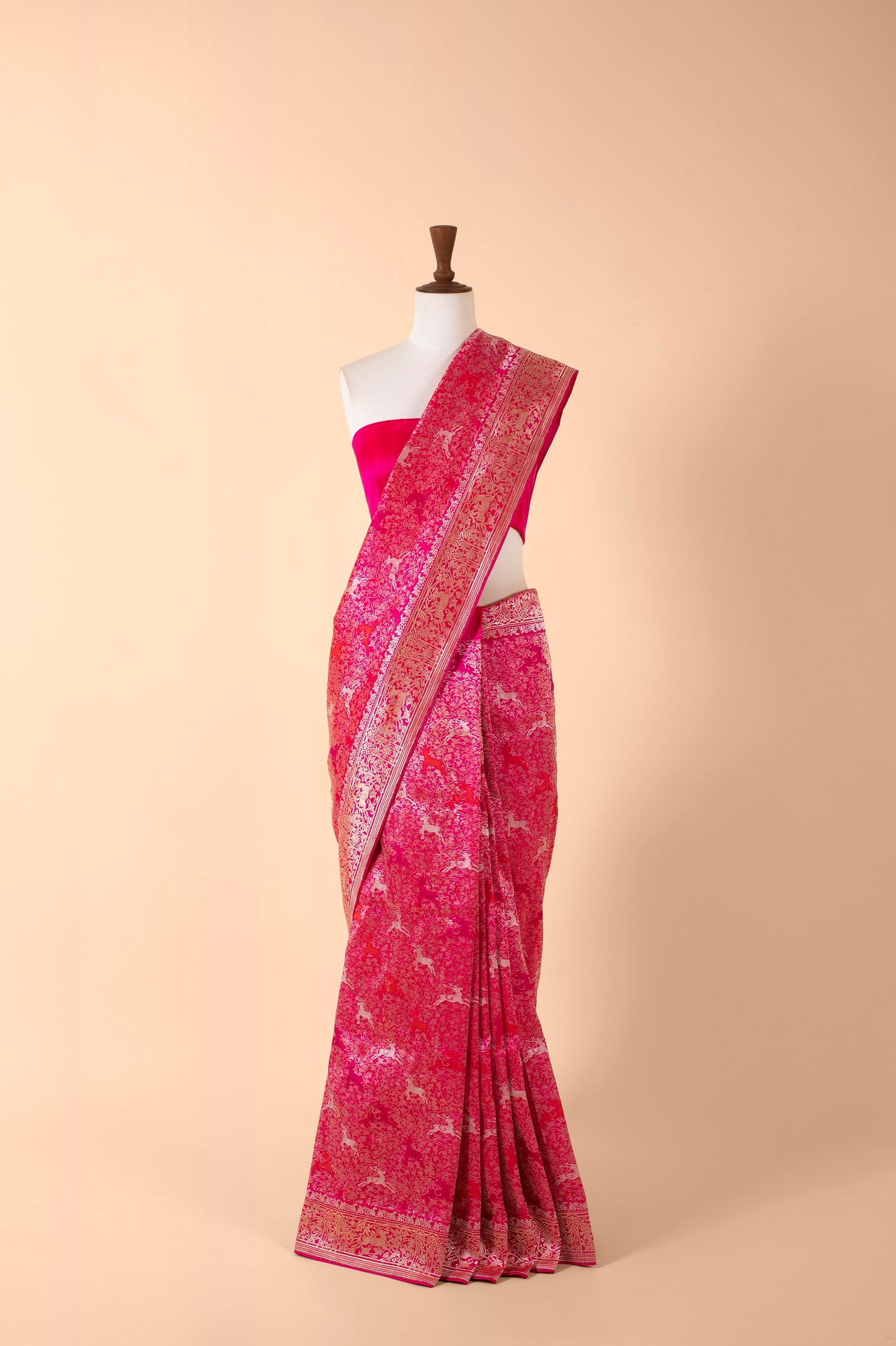 Handwoven Pink Silk Sari