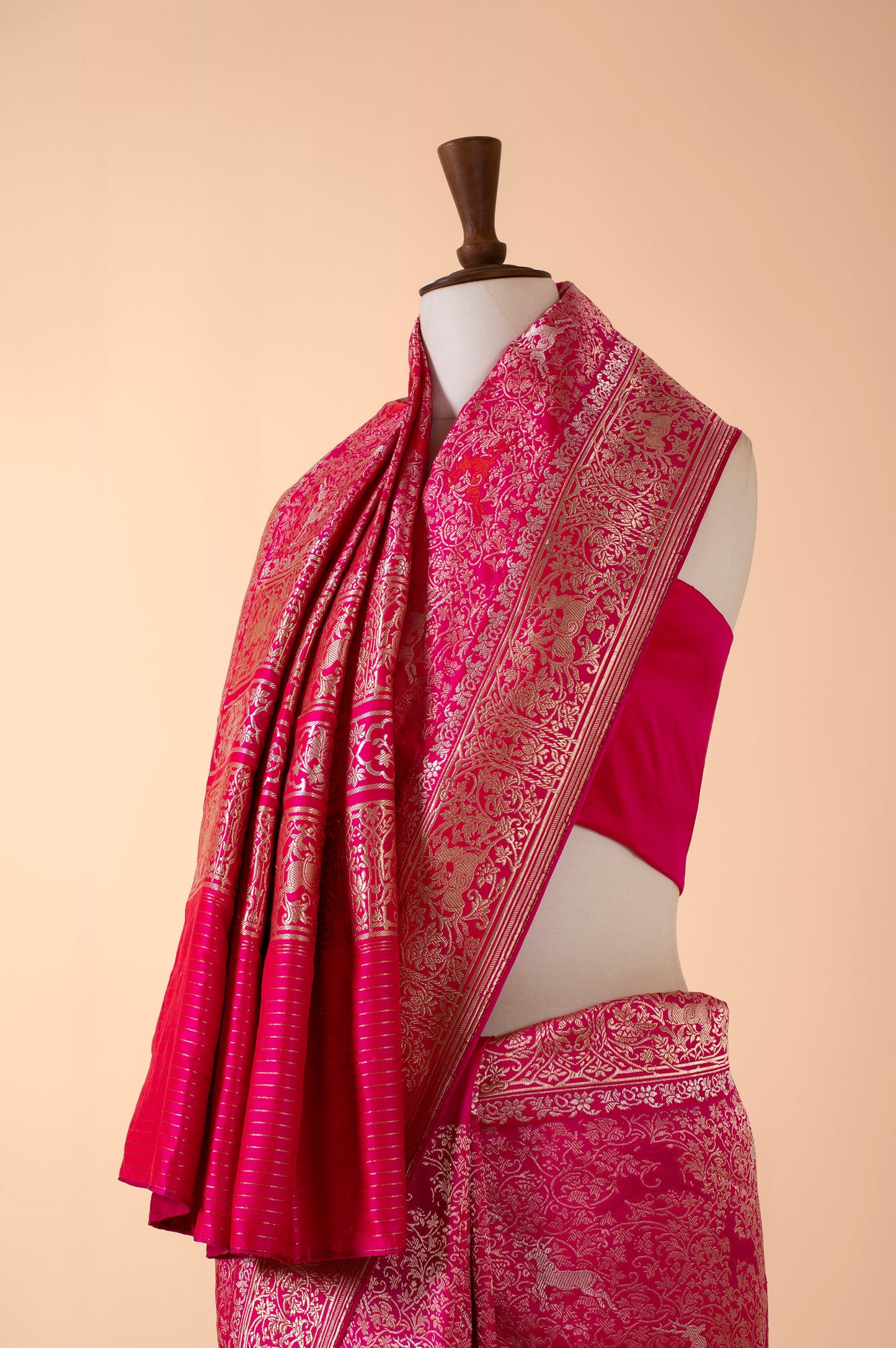 Handwoven Pink Silk Sari