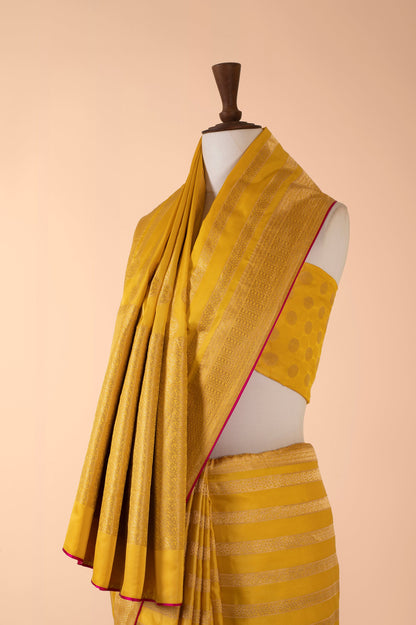 Handwoven Yellow Silk Sari