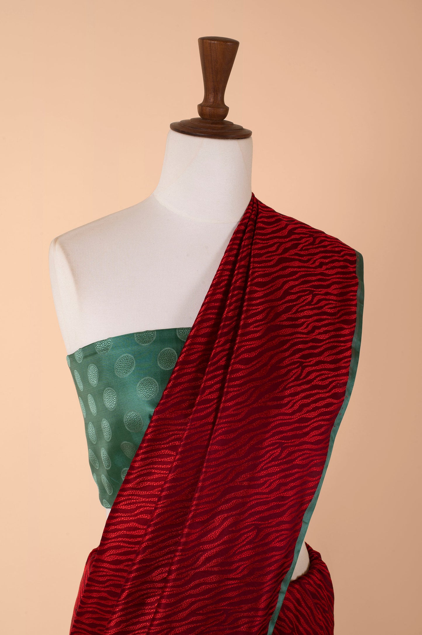 Handwoven Red Satin Silk Sari