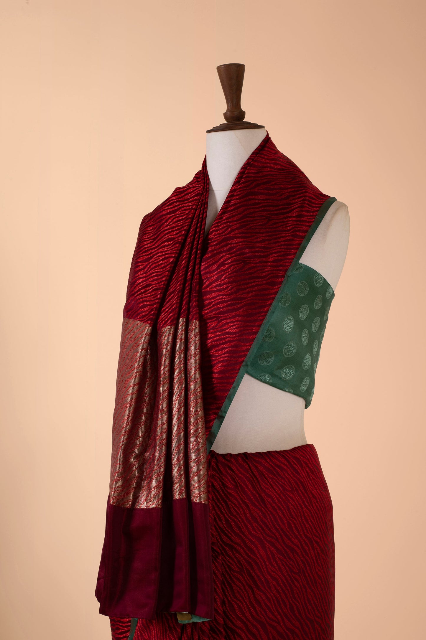 Handwoven Red Satin Silk Sari