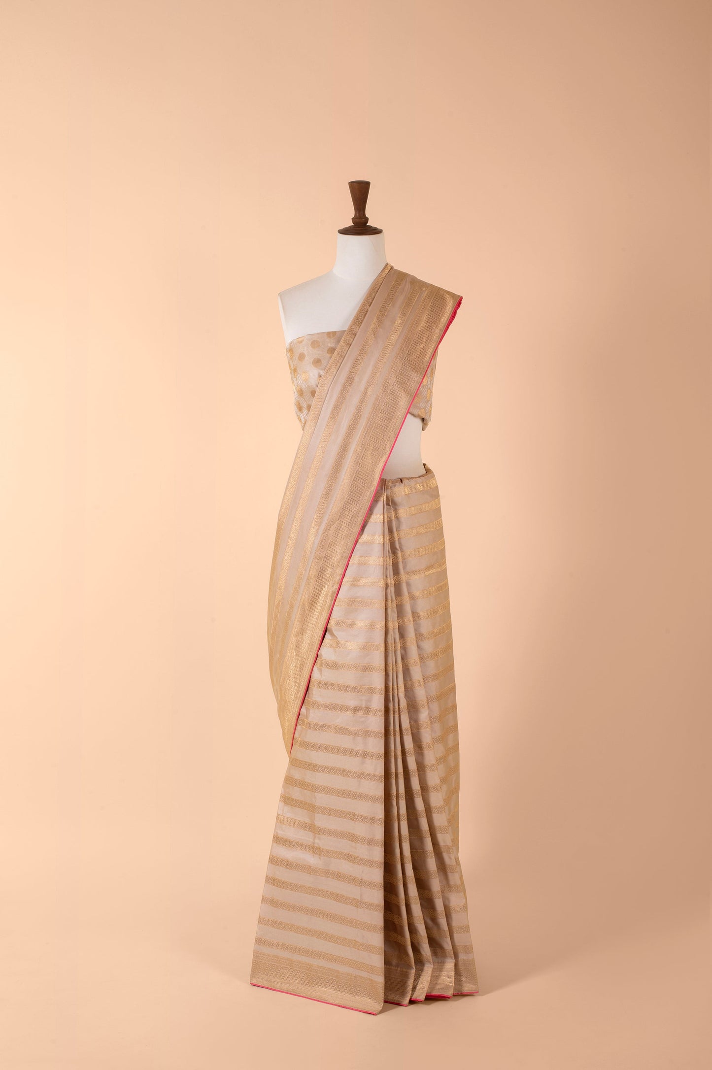 Jacqueline Fernandez in Handwoven Beige Silk Sari