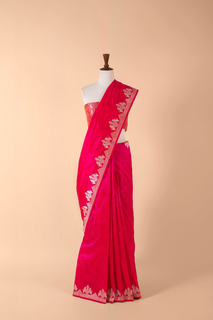 Handwoven Pink Silk Sari