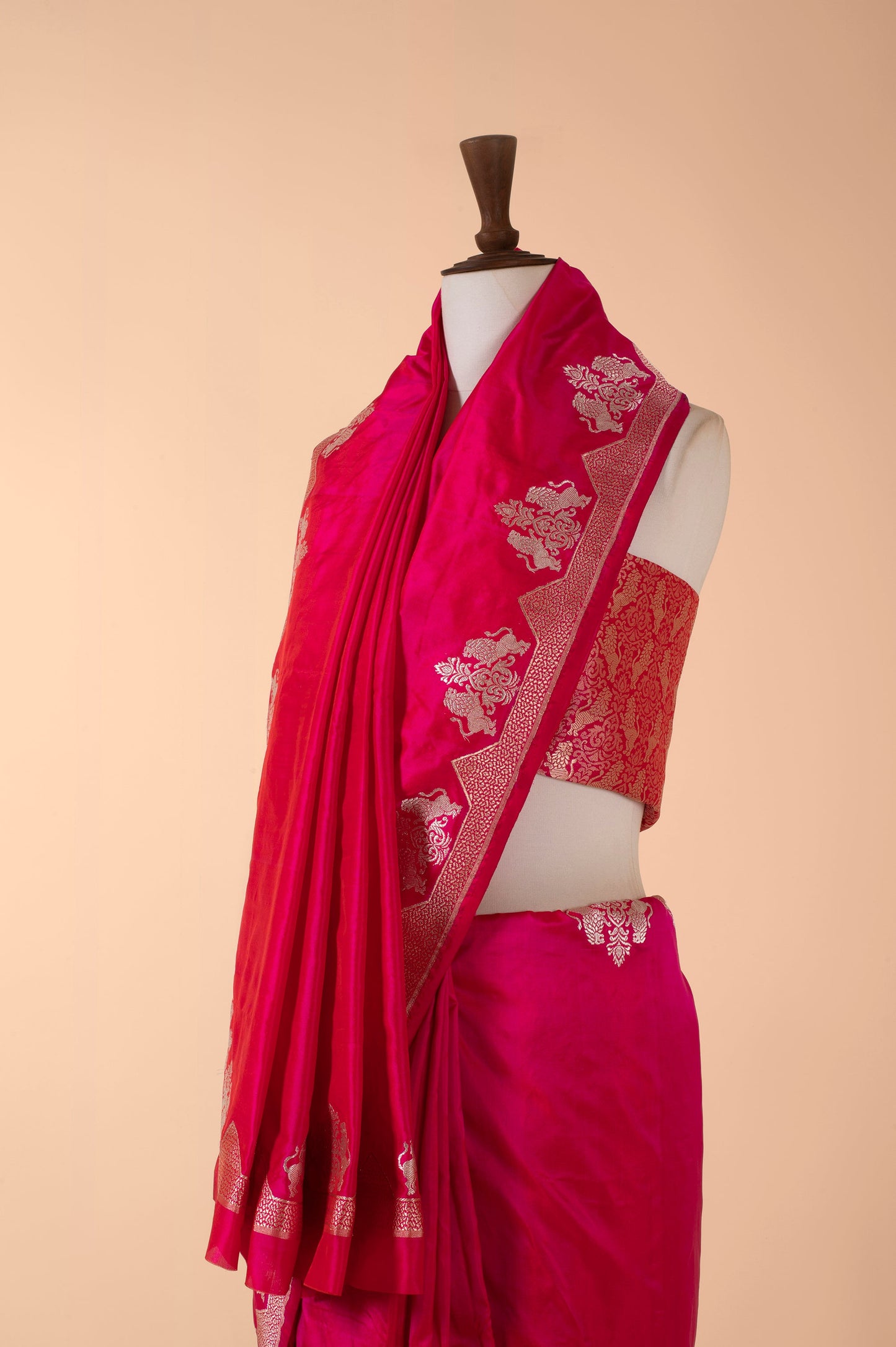 Handwoven Pink Silk Sari