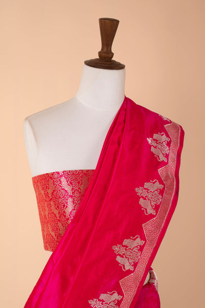 Handwoven Pink Silk Sari