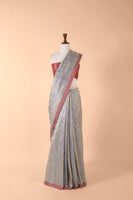 Silver Rose Stripe Saree