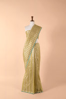 Lime Yellow Striped Saree