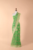 Handwoven Green Georgette Sari
